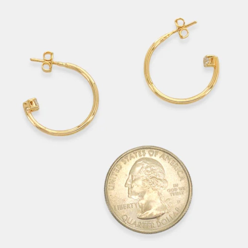 NEW 14K Gold Filled CZ Hoop Earrings - Picture 5 of 6